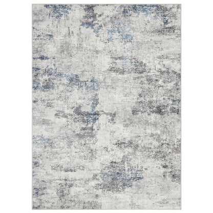 DMOYEST 10x14 Area Rug for Living Room, Washable & Non Slip Large Indoor Carpet, Kid & Pet Friendly Soft Thin Low Pile Abstract Rug for Bedroom and Office - Grey Blue