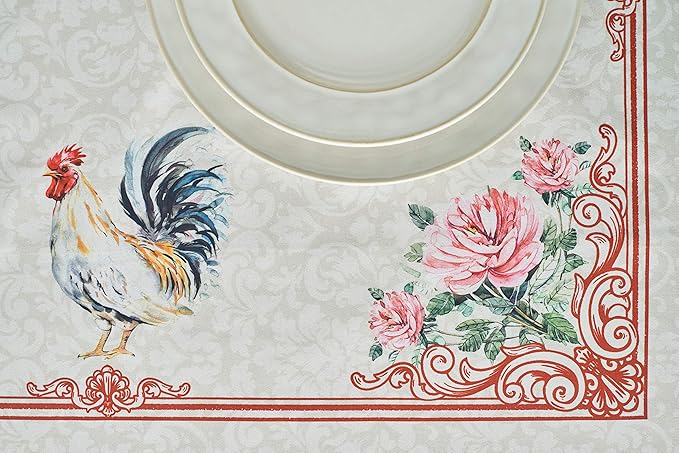Maison d' Hermine Table Cloth Square Table 100% Cotton 54 x 54 Inches Tablecloth Reusable Decorative Everyday Use for Dining Room, Farmhouse, Home, Party, Festive & Wedding Spring Summer - Campagne