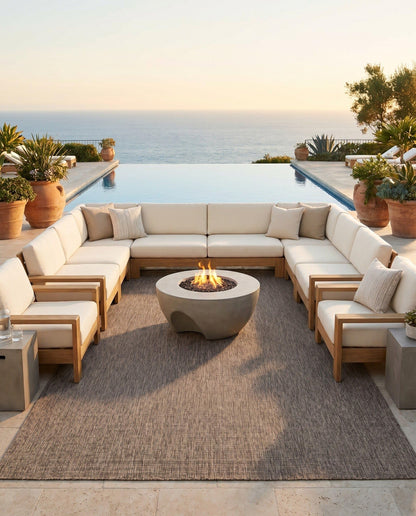 Rugs.com - Outdoor Solid Rug – 10' x 14' 1 Light Brown Indoor/Outdoor Rug – Durable for Patios, Decks, and Porches