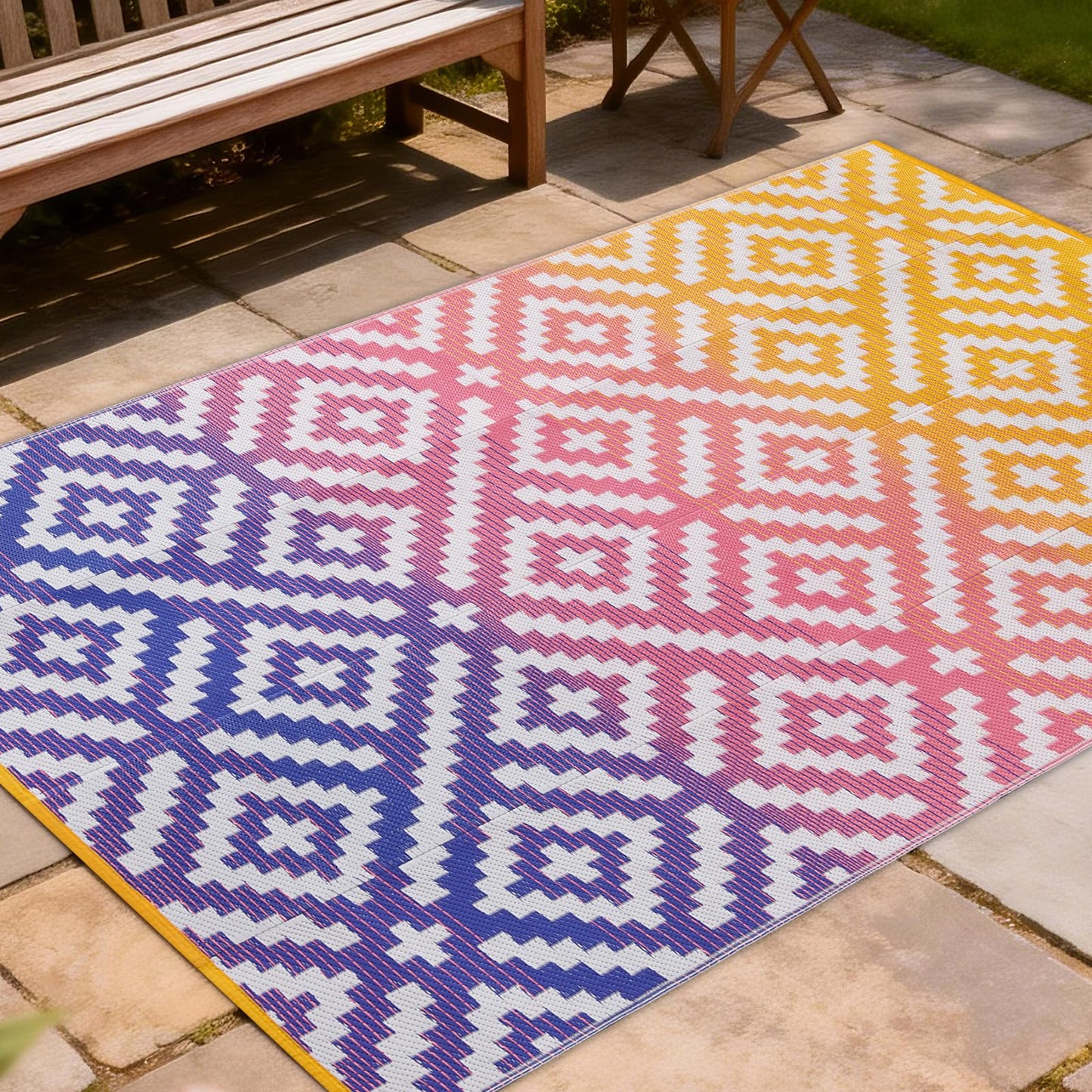 YONILE Outdoor Rug Waterproof for Patio,4x6 ft Outdoor Plastic Straw Rug,Reversible Plastic Area Rugs Mat Outside Carpet for RV, Deck, Porch, Picnic, Beach, Balcony