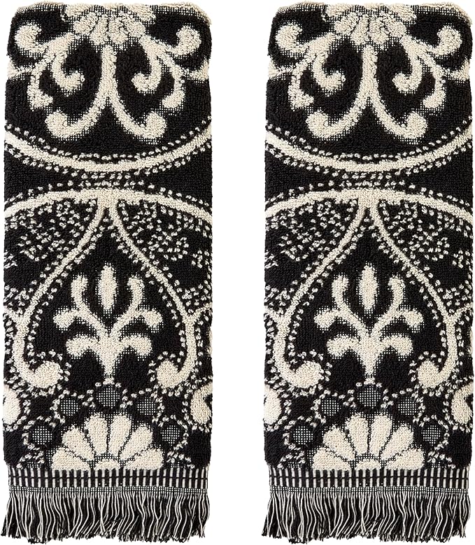 SKL Home Amherst Medallion 100% Cotton Premium 2-Piece Hand Towel Set, 600 GSM