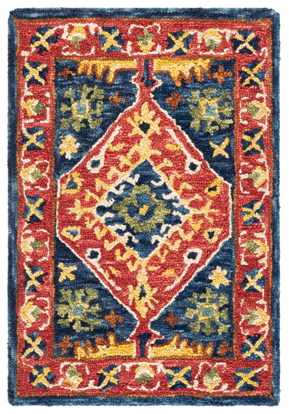 SAFAVIEH Aspen Collection Accent Rug - 2' x 3', Red & Blue, Handmade Boho Wool, Ideal for High Traffic Areas in Entryway, Living Room, Bedroom (APN523Q)