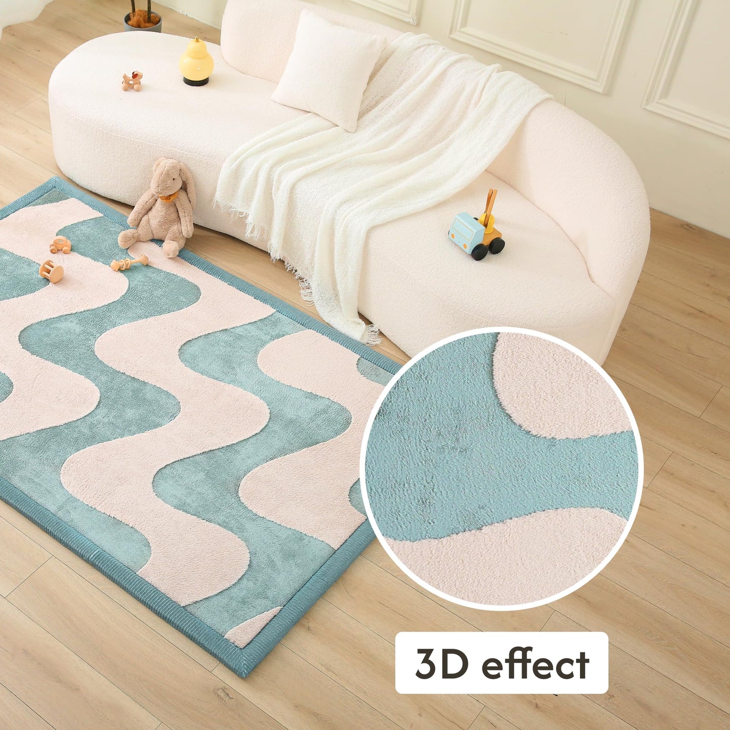 Hakuna Matte CloudRise Baby Play Mat for Floor 60" x 80" Waves