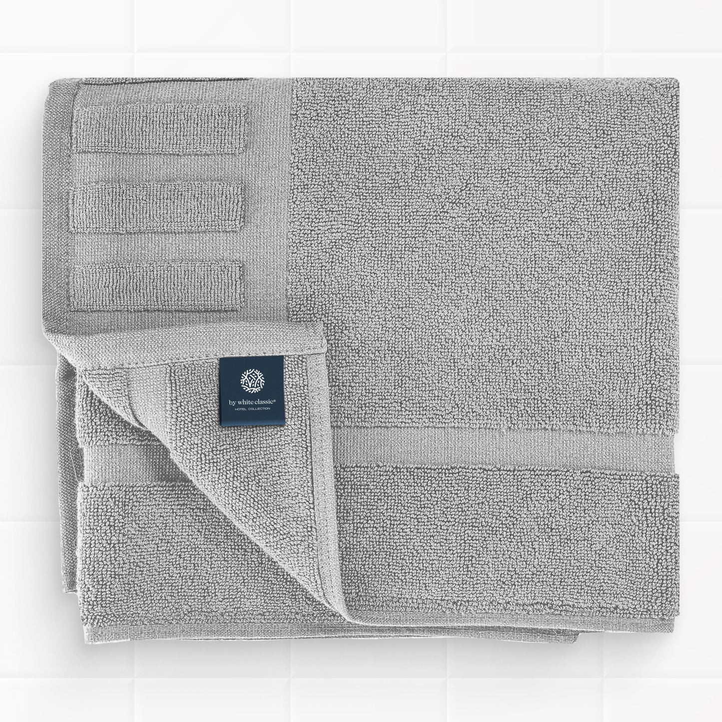 White Classic Luxury Bath Mat Floor Towel Set - Absorbent Cotton Hotel Spa Shower/Bathtub Mats [Not a Bathroom Rug] 22"x34" | 2 Pack | Light Grey
