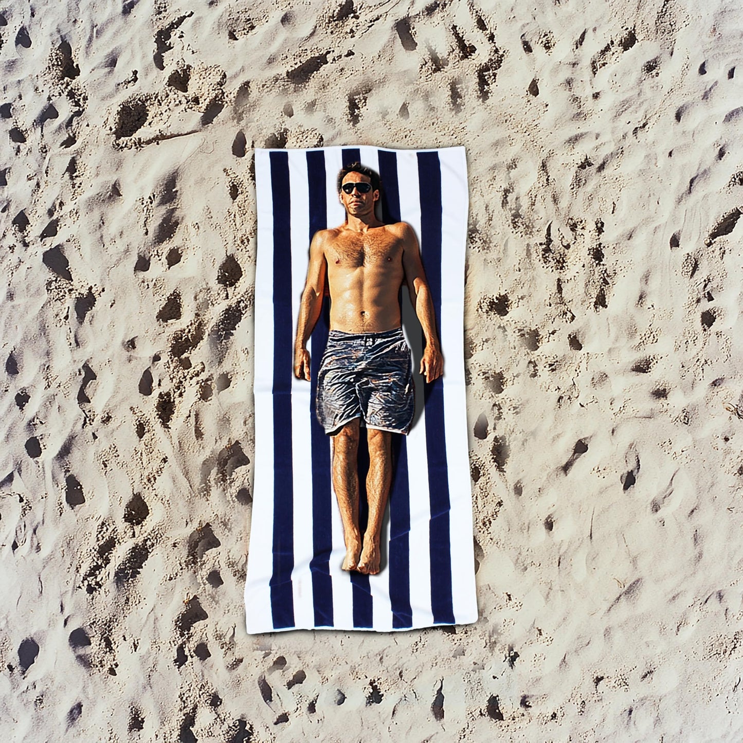 COTTON CRAFT Oversized Beach Towels - Set of 2 - XXL 35x84 The Big Kahuna 7 Foot Extra Large Beach Blanket Towel - Big & Tall - Huge 100% Cotton Velour Soft Luxury Pool Bath Towel - Cabana Stripe Navy