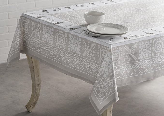 Maison d' Hermine Table Cloth Rectangle Table 100% Cotton 60 x 108 Inches Fall Tablecloth Reusable Everyday Use for Thanksgiving Christmas Decorations Dining Farmhouse Party (Cozy Christmas)