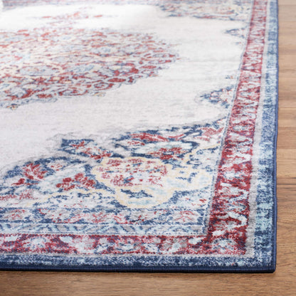SAFAVIEH Brentwood Collection Runner Rug - 2' x 10', Ivory & Red, Medallion Distressed Design, Non-Shedding & Easy Care, Ideal for High Traffic Areas in Living Room, Bedroom (BNT867A)