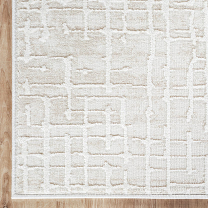 Abani Beige Area Rug - 6x9 Area Rugs for Bedroom - Vera Collection Geometric Grid Pattern - Non-Shedding, Easy to Clean Durable Rugs for Living Room, Bedroom or Office, Pet & Child Friendly