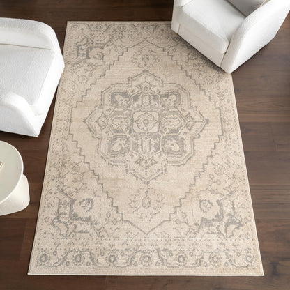 nuLOOM Fable Beige/Grey, 8' x 10', Medallion, Soft and Cozy, High Traffic, Stain Resistant, Easy Clean, Durable Area Rug for Bedroom, Living Room, Dining Space, Den, Foyer, Entryway