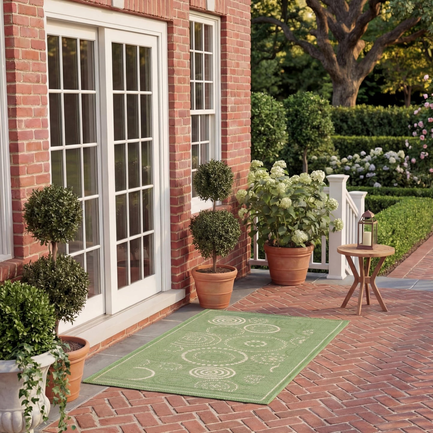 SAFAVIEH Washable Rug Outdoor Courtyard Collection - 2' x 3'7", Olive & Natural, Non-Shedding & Easy Cleaning, Ideal for Patio, Front Door, Entryway, Doormat (CY1906-1E06)