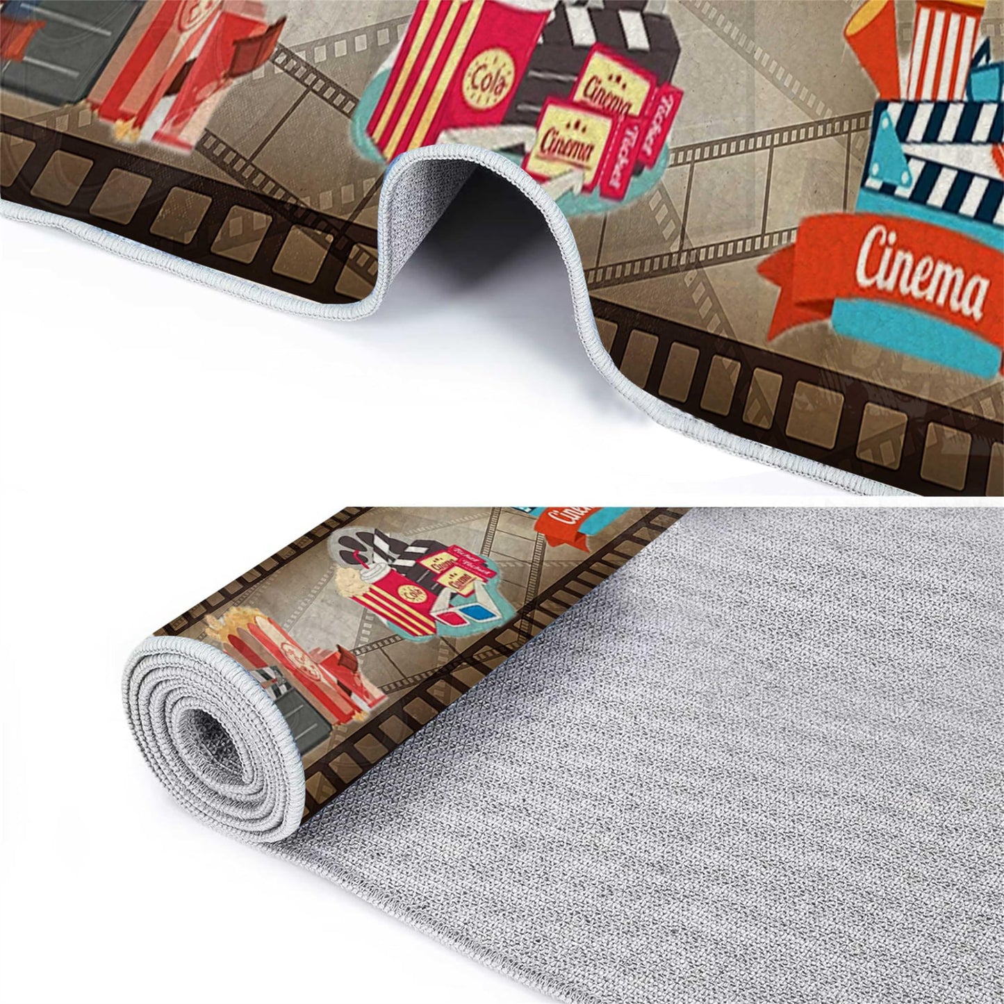 Srocvi Movie Long Runner Rug Classic Home Cinema Night Theater Sign Personalized Design Long Hallway Carpet Non Slip Hallway Rugs Foldable Washable Large Area Rug for Kitchen Entrance Office, 2x7ft