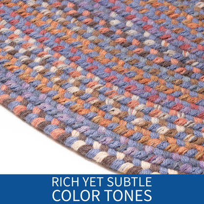 Super Area Rugs Premium Wool Braided Rug - Soft & Reversible Woven Rug- Made in USA - Blue, 3' X 5'