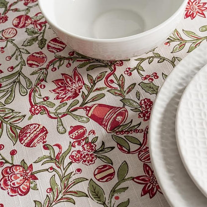 Maison d' Hermine Table Cloth Rectangle Table 100% Cotton 70 x 140 Inches Fall Tablecloth Reusable Everyday Use for Thanksgiving Christmas Decorations Dining Farmhouse Party (Reveillon Au Jardin)