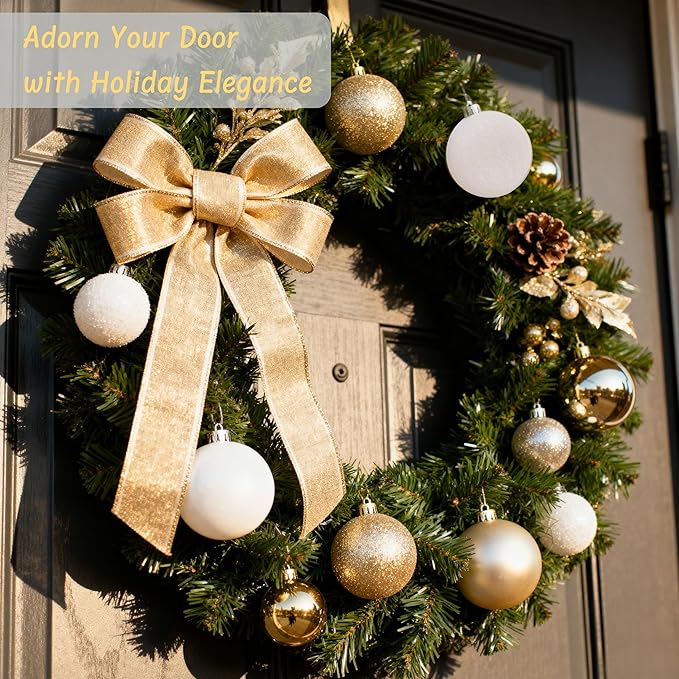 50ct Christmas Balls Ornaments for Xmas Tree, Gold Shatterproof Christmas Tree Decorations Hanging Ball for Holiday Party Decor(1.57"-2.36")