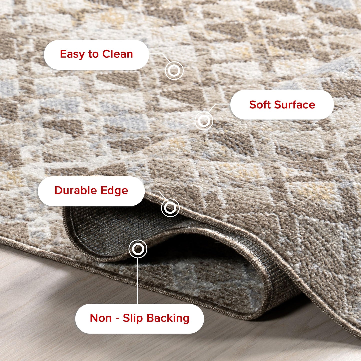 nuLOOM SpinClean Carley Beige/Ivory, 3'3" x 5', Geometric, Soft and Cozy, High Traffic, Stain Resistant, Easy Clean, Durable, Machine Washable Area Rug for Bedroom, Living Room, Dining, Entryway