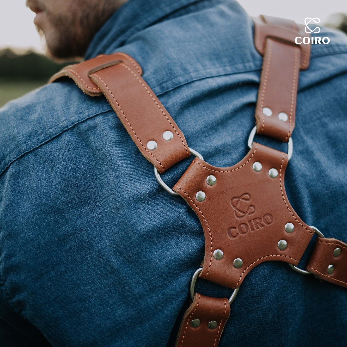 C Coiro Camera Harness for 2 Cameras – Dual Shoulder Leather Camera Strap – Double Camera Harness for DSLR/SLR, Camera Straps for Photographers of All Levels, Padded Straps/Color Tan