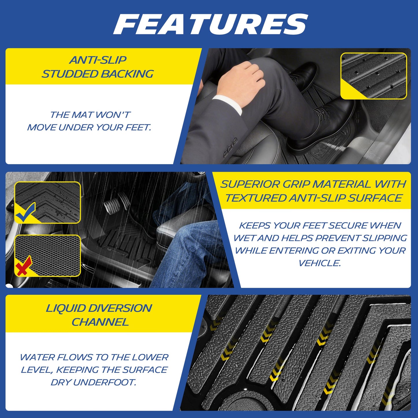 Michelin Vehicle Mats, All-Weather TPE Custom Fit Liner for 2015-2026 Ford F150/2022-2025 Lightning SuperCrew (2nd Row w/o Fold Flat Storage) Carpet Floor, Premier