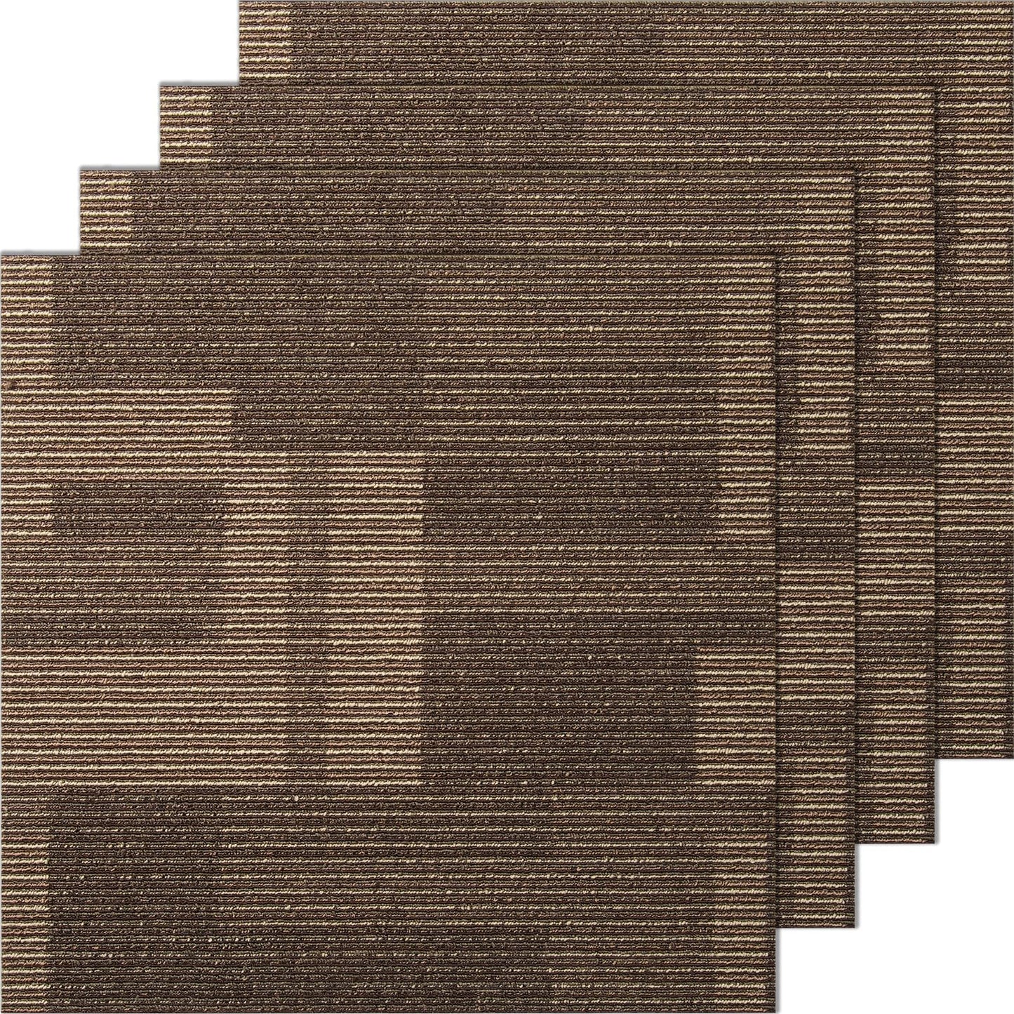 VEVOR Carpet Tiles Reusable, 24 PCS, 24"x 24", Squares Soft Padded Carpet, Carpet Floor Tiles Easy DIY for Bedroom Living Room Indoor Outdoor (Mixed Brown, 96 sqft/Box)