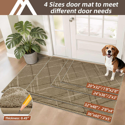 COSY HOMEER Front Door Mat Low Profile Non-Slip Doormat for Entryway, Absorbent Dirt Trapper Washable Entrance Mat, Sturdy Polyester Doormats (32"x20", Beige)