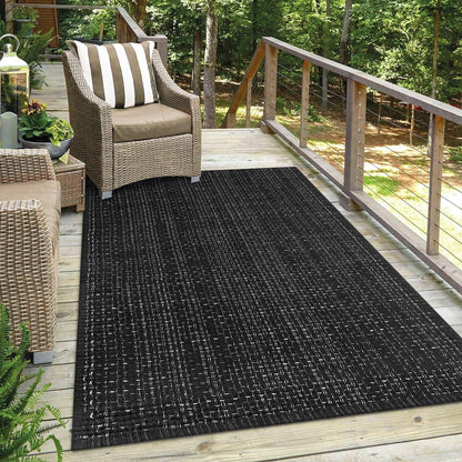 Seavish Modern Area Rugs, 3'x5' Black Cotton Woven Laundry Room Rug, Farmhouse Bathroom Runner Rugs, Low Pile Rustic Home Decor Neutral Rug for Entryway Bedroom Living Room Patio Doorway