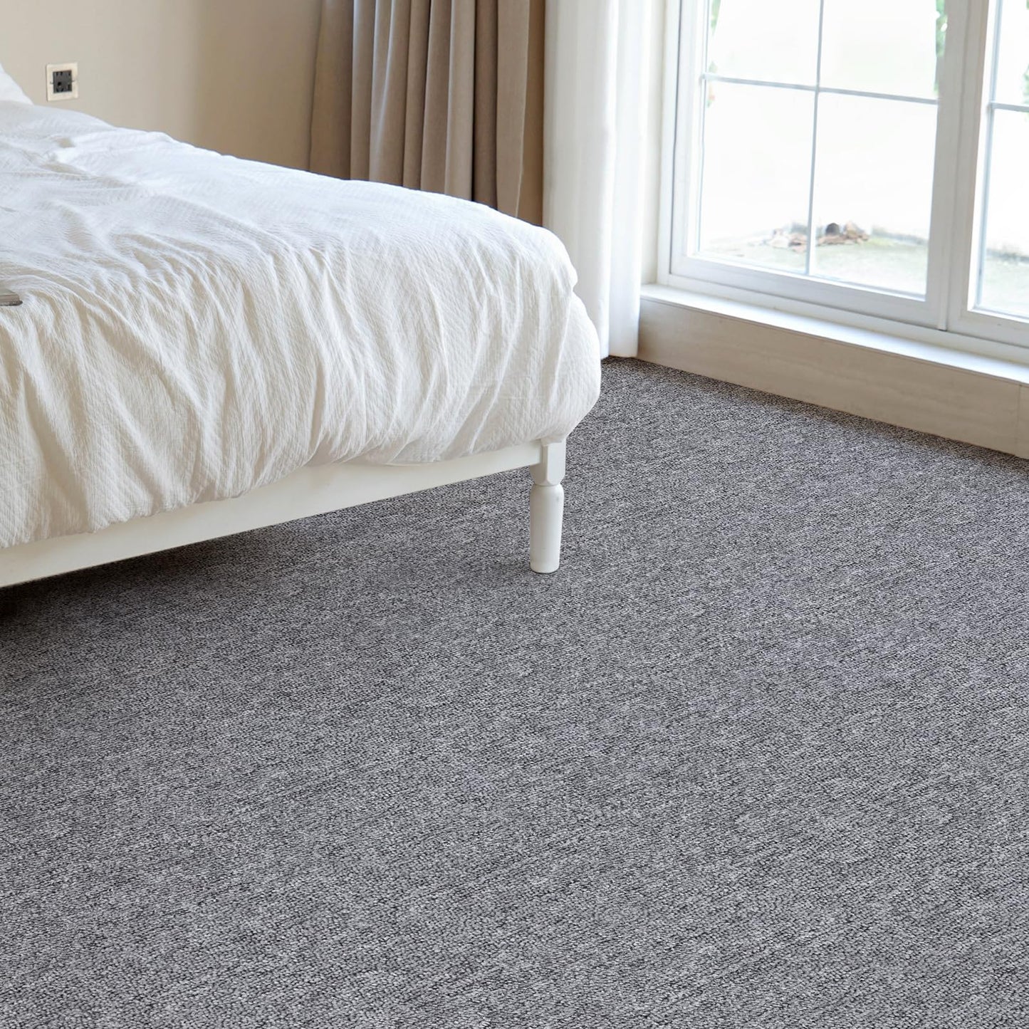 40 Tiles 20"x20" Carpet Tiles (107 sqft/Carton) - Non-Slip, Non-Adhesive, Padded Square Flooring for Home & Office - Easy DIY Installation, Seamless Look, Indoor & Outdoor Use