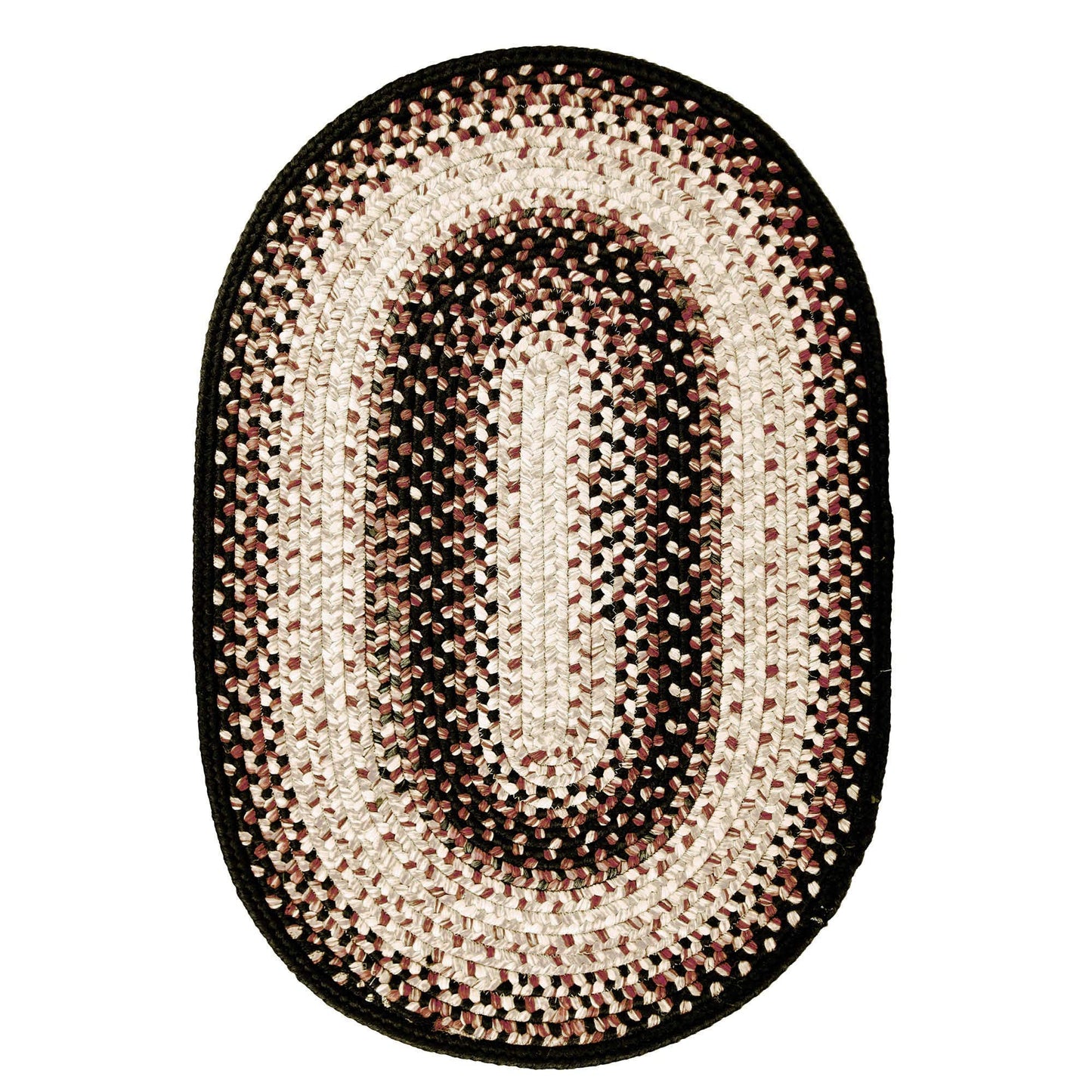 Black Mist Braided Oval Rug 20"x30" - Black & Tan Rustic Rugs for Entryway and Kitchen, Water Absorbing, Machine Washable and Reversible - Both Indoor and Outdoor