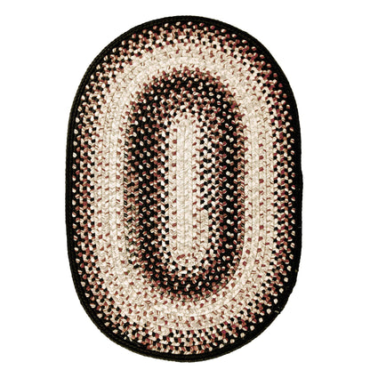 Black Mist Braided Oval Rug 20"x30" - Black & Tan Rustic Rugs for Entryway and Kitchen, Water Absorbing, Machine Washable and Reversible - Both Indoor and Outdoor