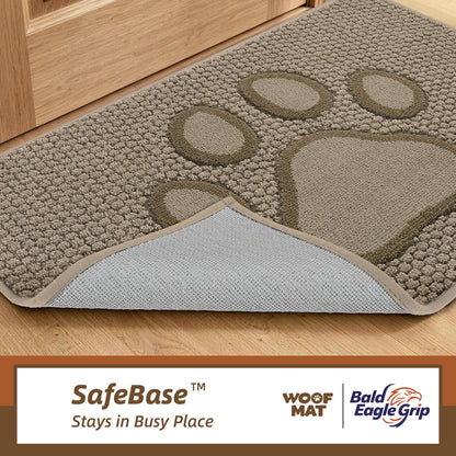 Bald Eagle Grip Dog Paw Doormats 20''x32'' for Dirty Paws, Washable Entryway Rugs Floor Mats Dirt Trapper with TPR Backing, Absorbent Low Profile Door Mat for Front Door, Hallway, Entryways, Beige
