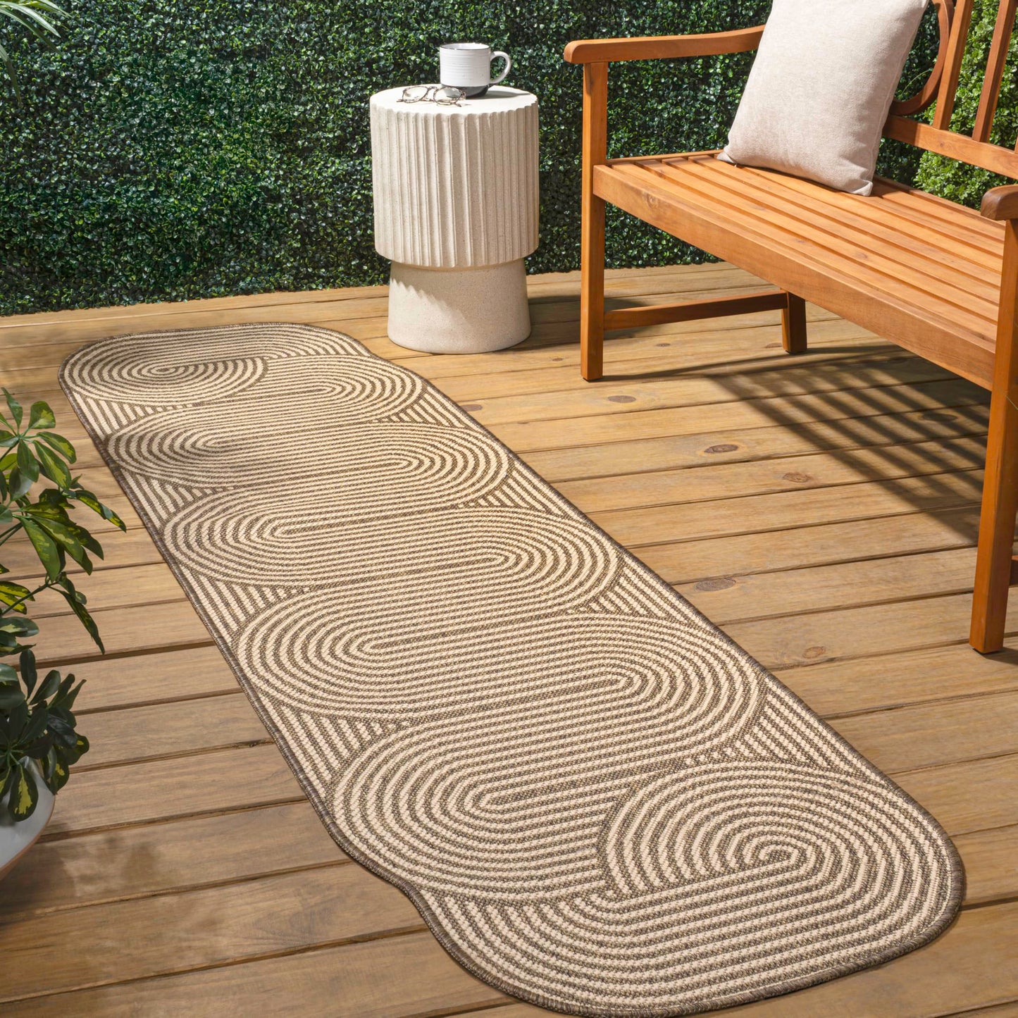 JONATHAN Y Geometric Arch Stripe Indoor Outdoor Runner Rug 2X8 Beige/Brown, Margot Modern for Backyard, Patio, Porch, Easy-Cleaning, High Traffic, Pet-Friendly, Non-Shedding (SHP201A-28)