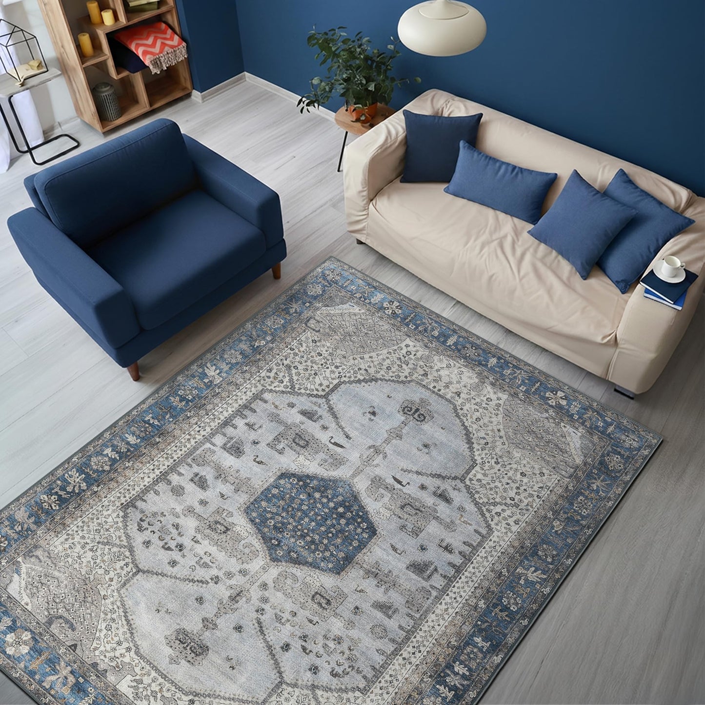 Keen Home Design 3x5 Rug - Machine Washable Entry Rug with Non-Slip Backing, Ideal for Enteryway, Kitchen, Bathroom, Laundry Room - Vintage, Easy Clean, Durable, Low Pile Rug - (3' x 5')