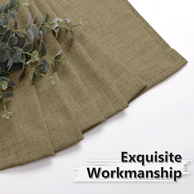 Tollpiz Linen Tier Curtain Rod Pocket Semi Sheer Half Kitchen Curtains Burlap Light Filtering Thick Linen Drape for Bathroom, 30 x 36 inches Long, Taupe, Set of 2 Panels