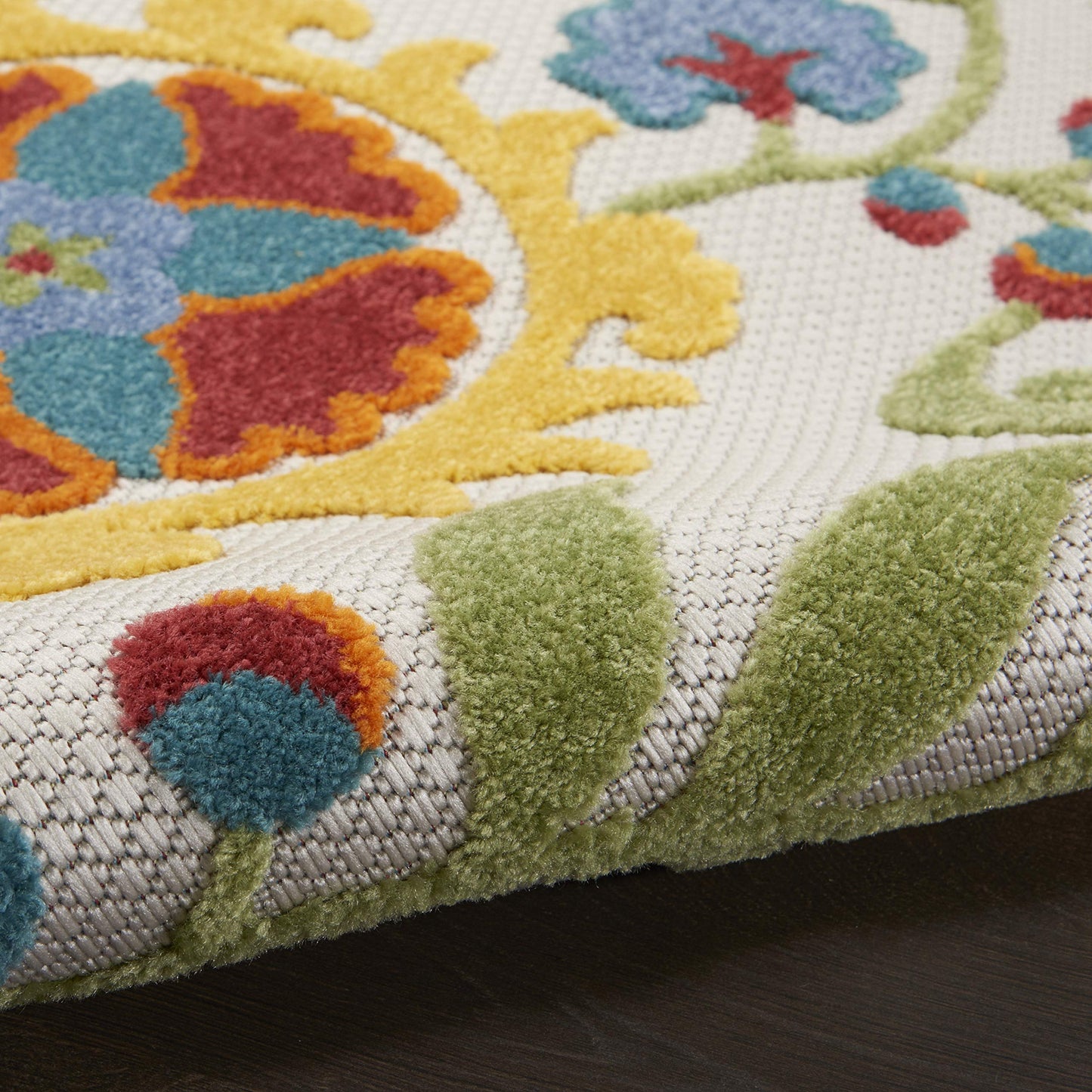 Nourison Home Aloha Ivory Multicolor 2'3" x 8' Area Rug - Easy Clean, Non Shedding, Bed Room, Living Room, Dining Room, Kitchen (8' Runner)