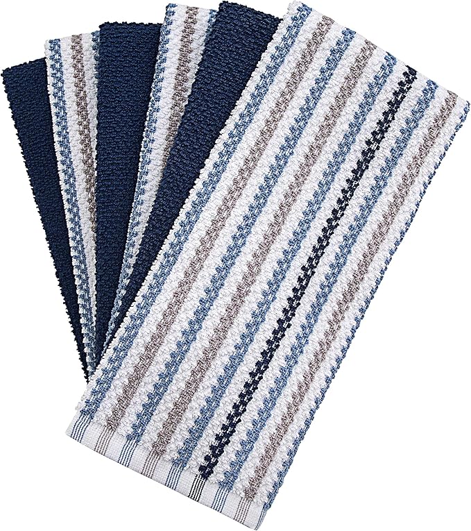 Premium Kitchen Towels | Large Cotton Kitchen Hand Towels | Popcorn Striped