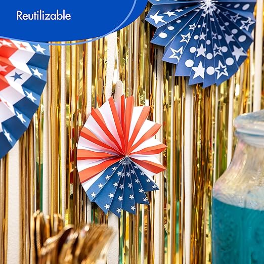 Homarden Patriotic 4th of July Decorations - USA Themed Party Supplies - Patriotic Hanging Paper Fans for 4th of July, Memorial Day, Veterans Day - Set of 12 Colorful Decorations