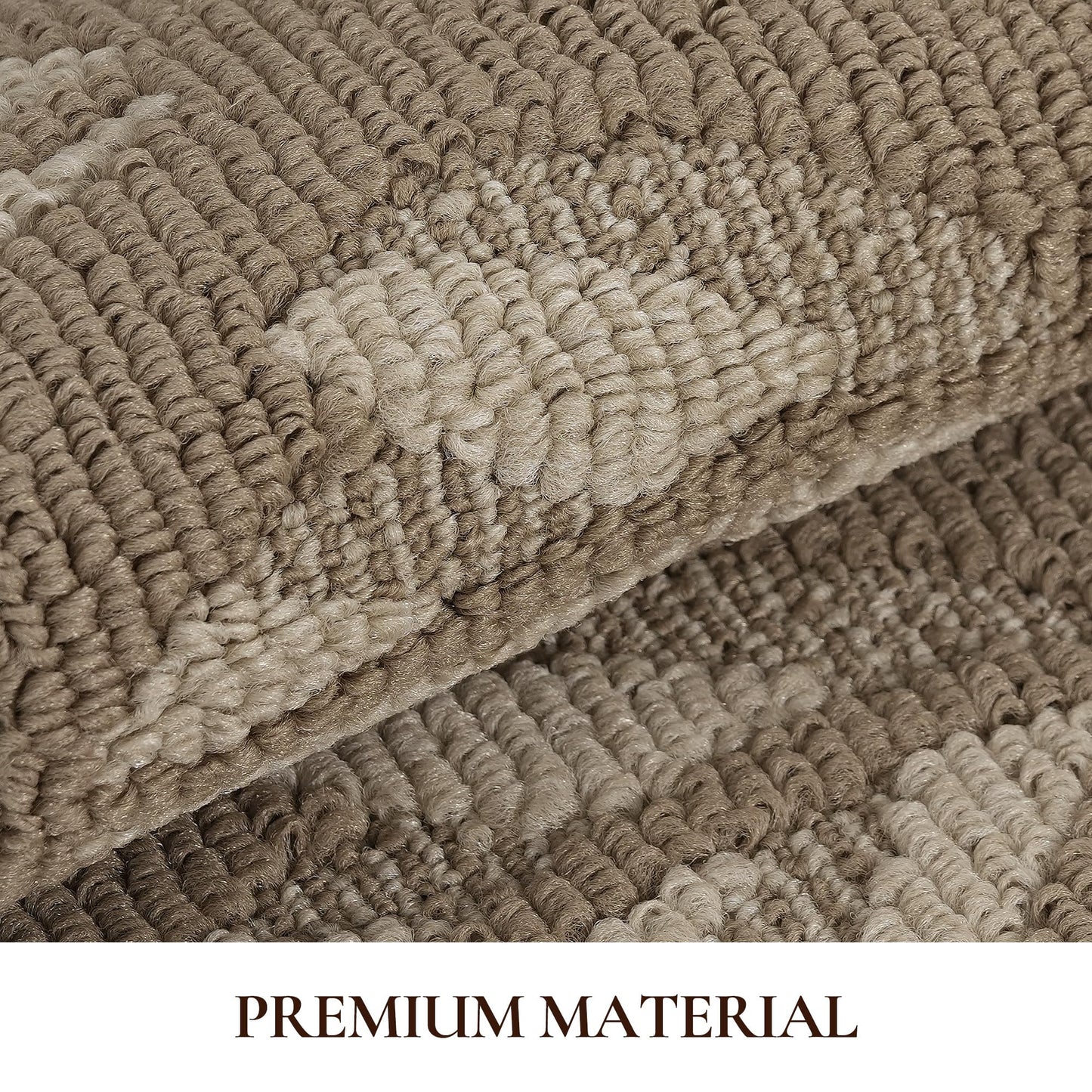 FLOORHUG Non-Slip Kitchen Rugs Set of 2, Scalloped Kitchen Mats for Floor, Absorbent and Stain Resist Kitchen Floor Mat, Washable Kitchen Runner Rug for Laundry&Sink, 17"x30"+17"x72", Leaf/Beige