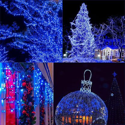 132Ft 1280 LED Christmas Icicle Lights Extra Long 8 Modes Waterproof Icicle String Lights with 240 Drops, Fairy Hanging Lights Decor with Remote for Xmas Wedding Indoor Outdoor(Blue)