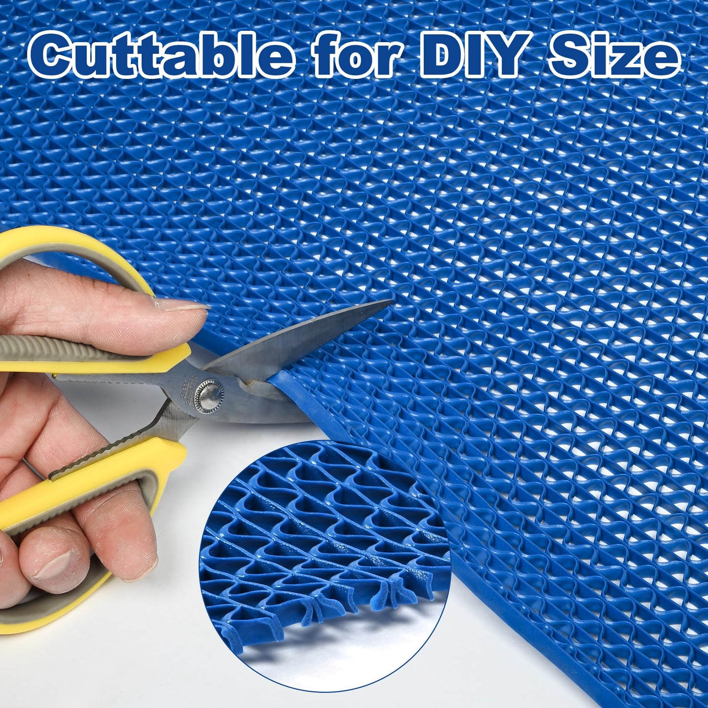 foriy 4'x10' Drainage Floor Mat - Non Slip PVC Mesh Hollow Mat, 1/5" Thick for Commercial Kitchen, Pool, Bathroom, Restaurant, Garage - Wet Area Anti Fatigue Mat (Blue, 4'x10')