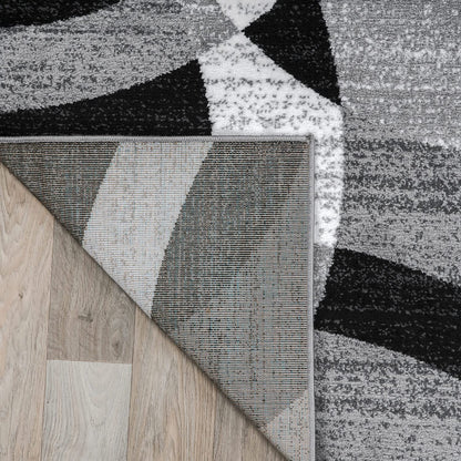 Rugshop Gray Modern Geometric Area Rug, Abstract Circles, High-Traffic, Non-Shedding, for Bedroom, Home Office and Small Living Room, 3'3" x 5'