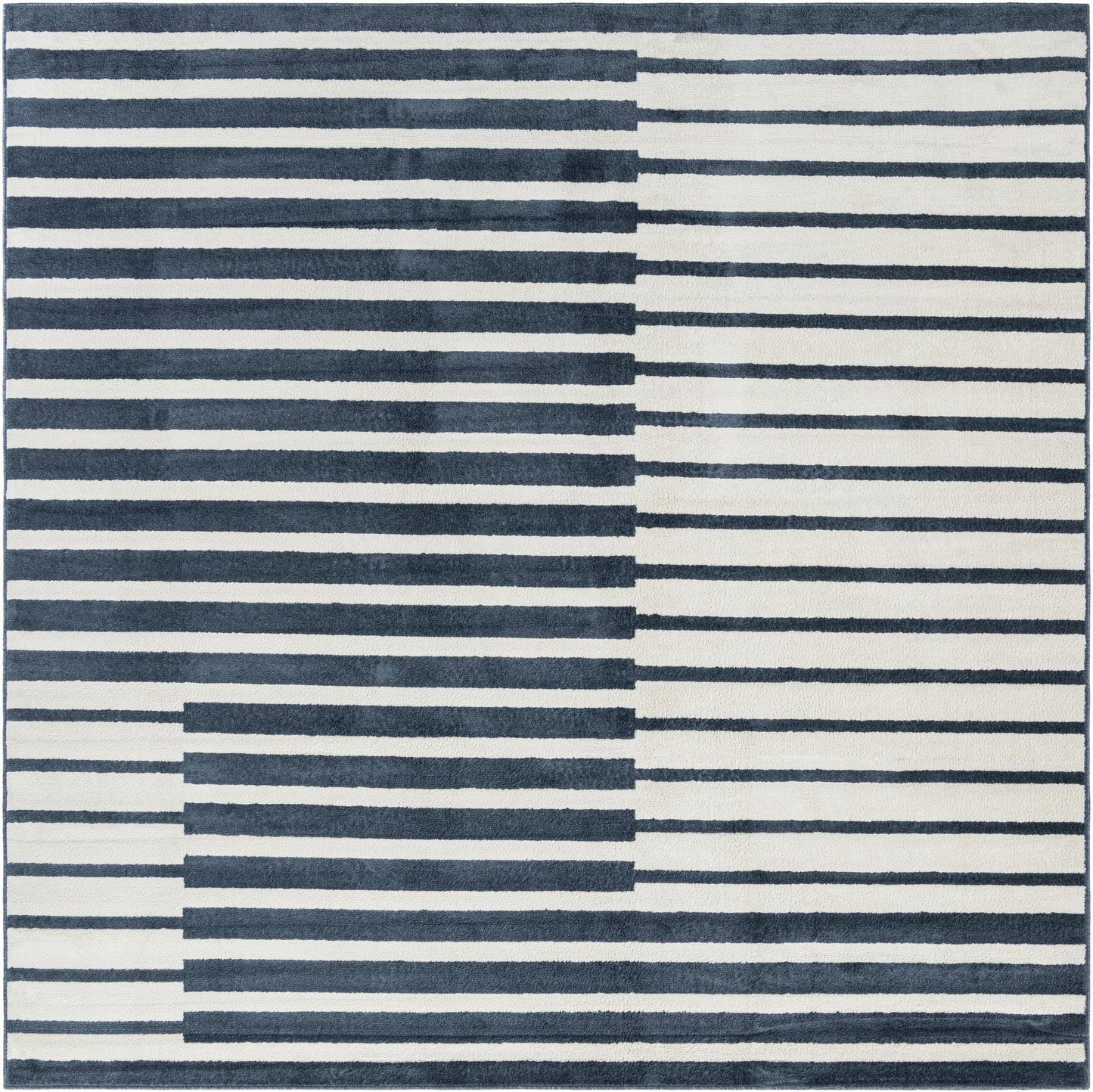 Rugs.com - Oslo Rug – 10 Ft Square Blue Easy-Clean Area Rug – Modern Geometric Stripe Pattern for Living Room, Bedroom, Dining Room