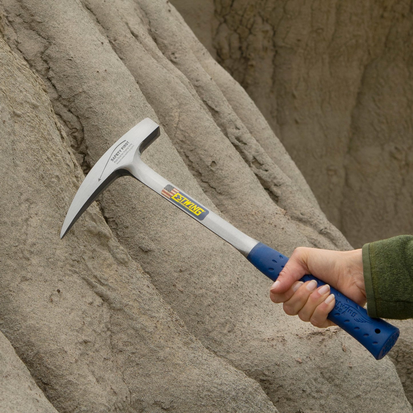 ESTWING Rock Pick - 22 oz USA Made Geology Hammer with Pointed Tip & Shock Reduction Grip - E3-23LP