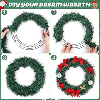 Fovths 12 Pack Christmas Wire Wreath Ring 12 Inches Metal Wire Wreath Frame with Floral Wires Green DIY Floral Crafts for Xmas Halloween New Year Holiday Valentines Day Decor