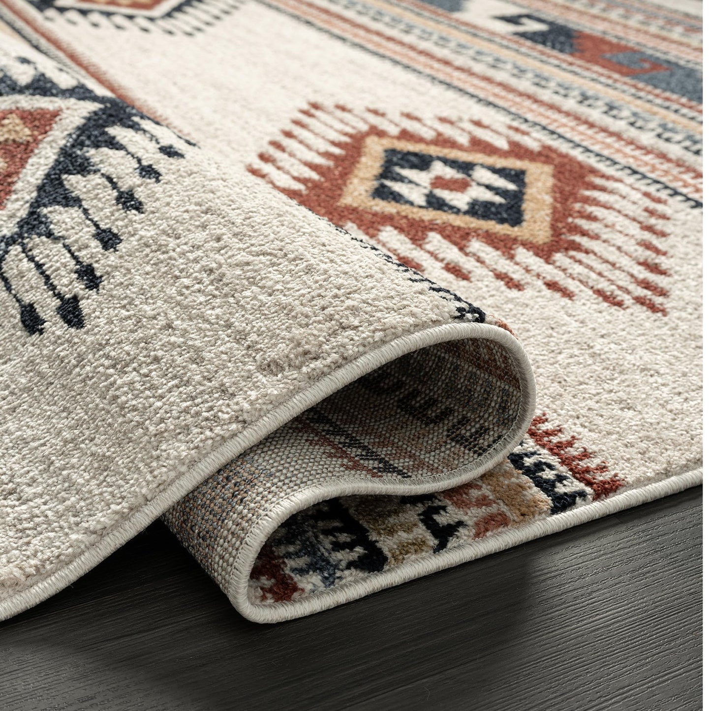 Abani Multicolor Southwestern Design 5'3" x 7'6" (5x8) Area Rug - Non-Shed Orange, Grey & Beige Tribal Pattern Dining Room Carpet Rugs