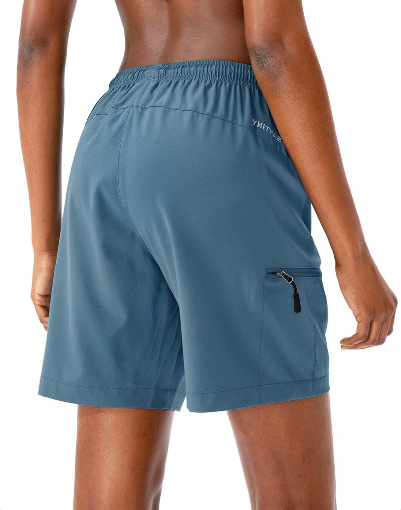 SANTINY Women's 5''/ 7''/9'' Hiking Cargo Shorts Quick Dry Lightweight Summer Shorts for Women Athletic Golf Zipper Pockets(Blue_L)