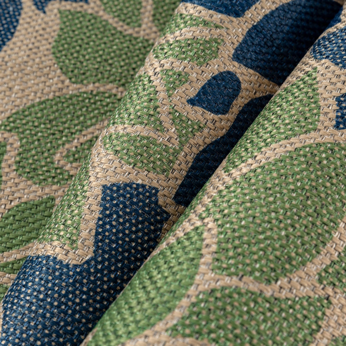 PureCozy 5x7 Easy Jute Outdoor Rug Navy/Green Floral Textured Indoor Outdoor Area Rug Farmhouse Patio Carpet for Backyard, Patio, Porch, Easy-Cleaning, High Traffic, Pet-Friendly, Non-Shedding