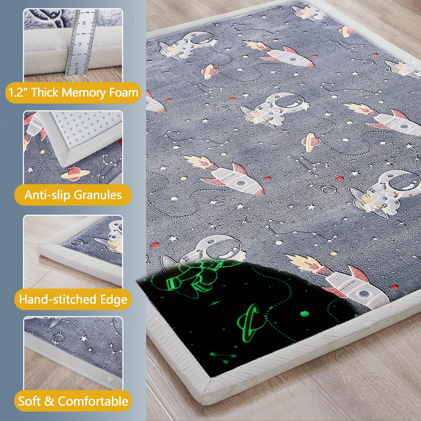 MAXYOYO Play Mat, 1.2" Thick Memory Foam Soft Padded Carpet with Non-Slip Backing, Japanese Tatami Rug Living Room for Kids Toddler Children Nusery