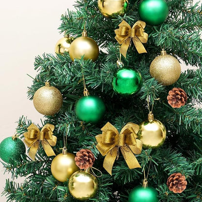 30ct Halloween Ball Ornaments, Shatterproof Halloween Tree Decorations, Perfect Hanging Ball for Indoor/Outdoor Holiday Party Decor (Green, Gold, 2.36'')