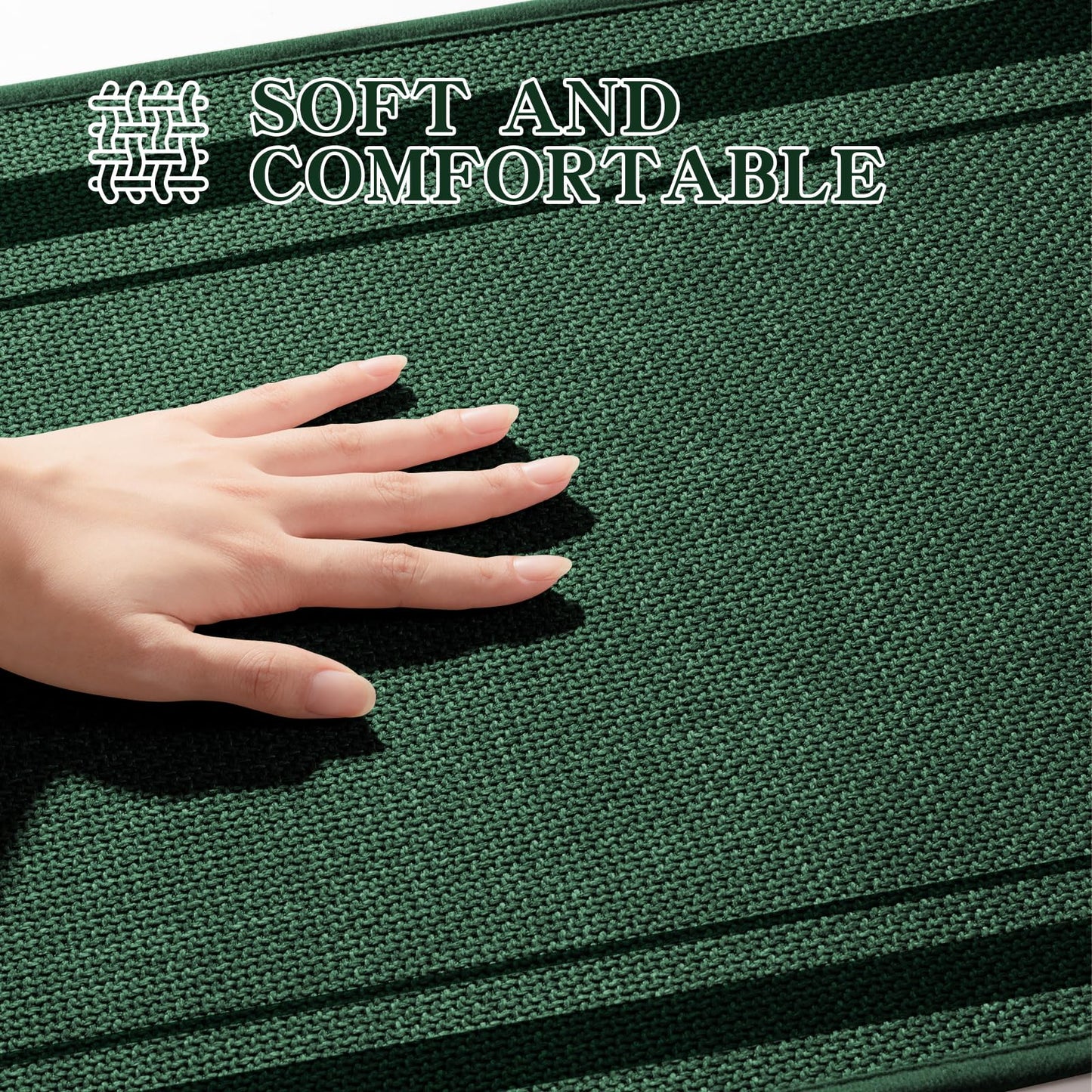 chakme Bathroom Rugs Mat 36x24, Ultra Thin Non Slip Bath Mat Large Quick Dry Absorbent Bath Mat for Bathroom Floor, (Dark Green, 36"x24")