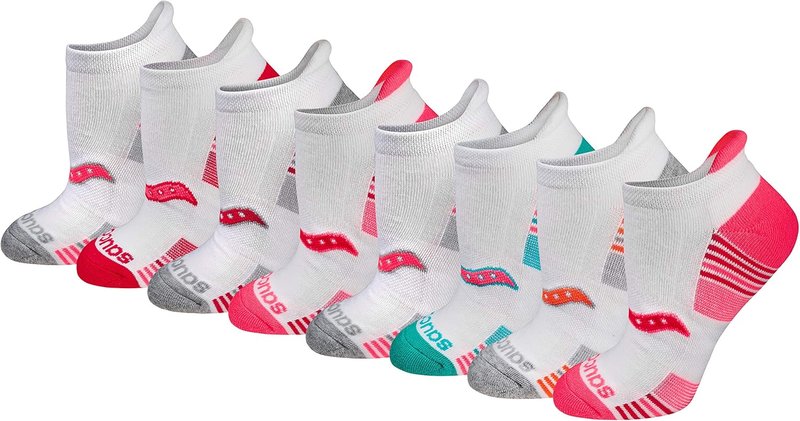Saucony Women's RunDry Performance Athletic Socks - Heel Tab Design | Available in Sizes S-L (8, 16, 24 Pairs)