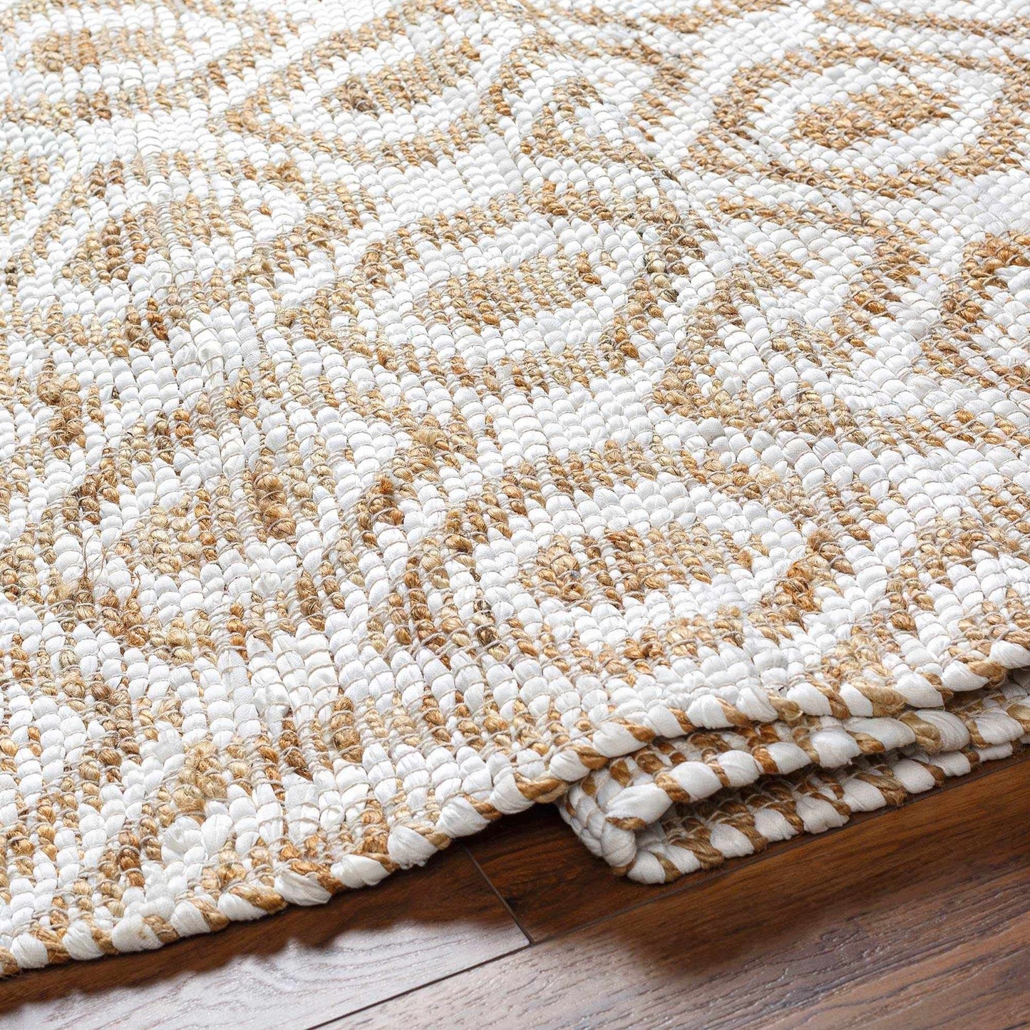 Hauteloom Nautilus Recycled Material Area Rug - Geometric Trellis Diamond Lattice Circles - Contemporary Modern Minimalist Farmhouse Boho - Rose Cream, Clay, Sand, Beige, Cream - 5' x 7'6"