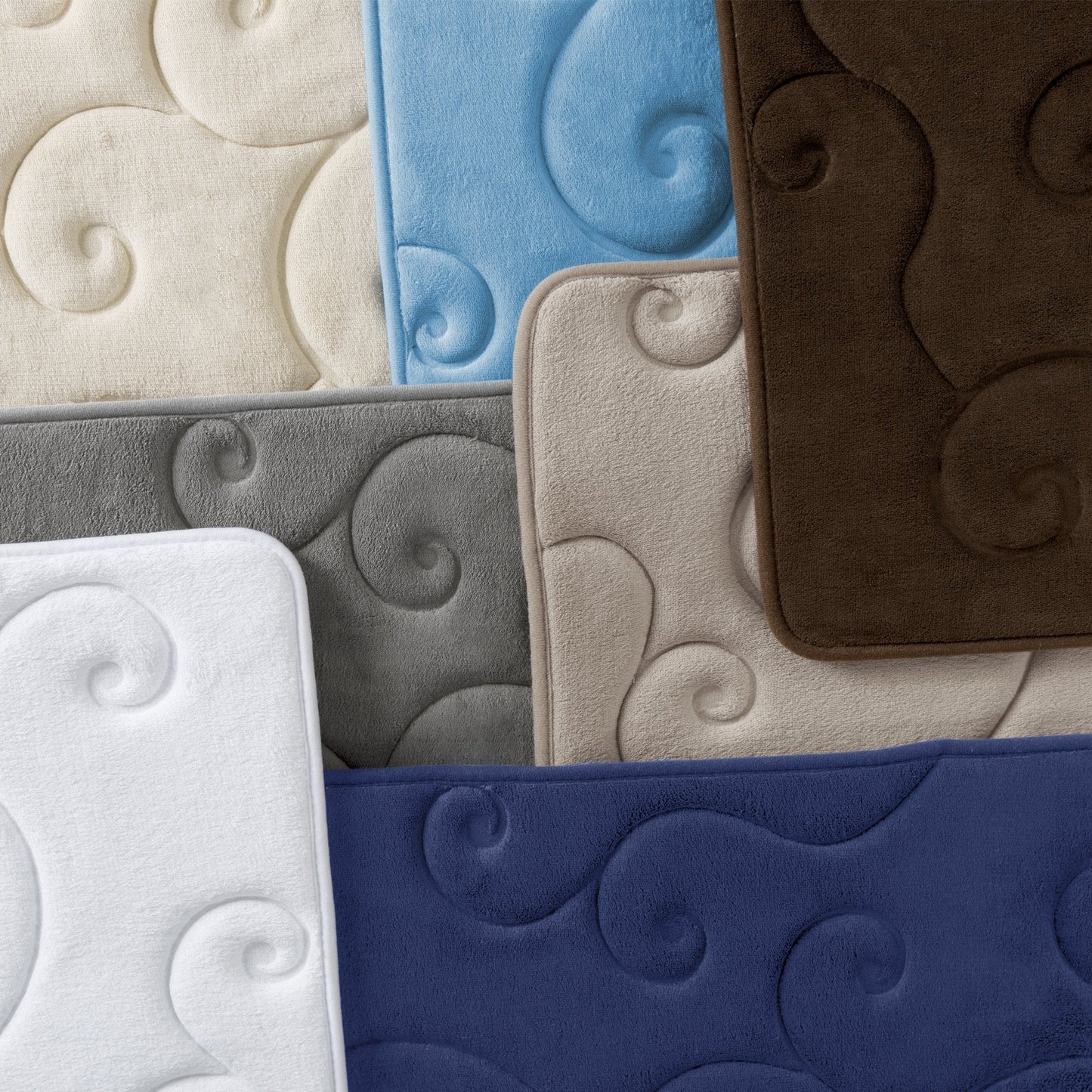 Bathroom Rug Set of 2 – Memory Foam Bath Mats with Embossed Coral Fleece Top – Non-Slip Absorbent Rugs for Shower or Laundry by Lavish Home (Brown)